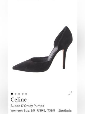 Celine Black Suede D'Orsay Stiletto Pumps 39.5
